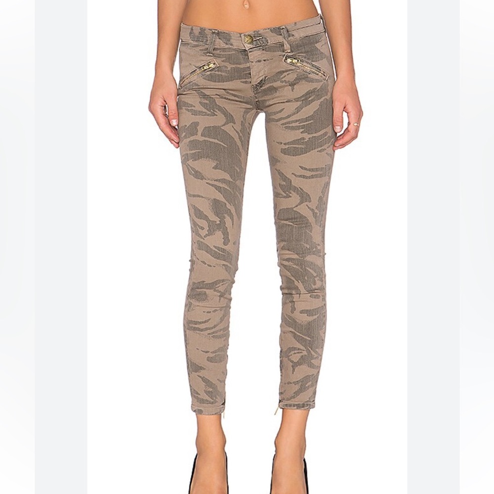 Current/Elliott The Silverlake zip stretch cotton tan gray camo jeans size 31